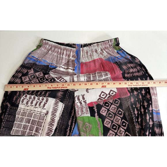 Jams World Size L Cropped Pants Patchwork Multicolored Pull On Elastic Waist - Picture 10 of 12